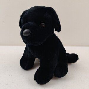 Vintage Douglas Cuddle Toys Plush Sitting Black Lab Puppy Dog 10" Realistic